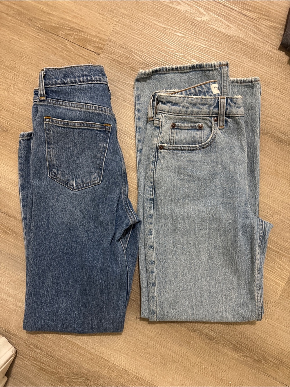 Abercrombie & Fitch High-Rise Jeans — Light Blue & Medium Blue Denim